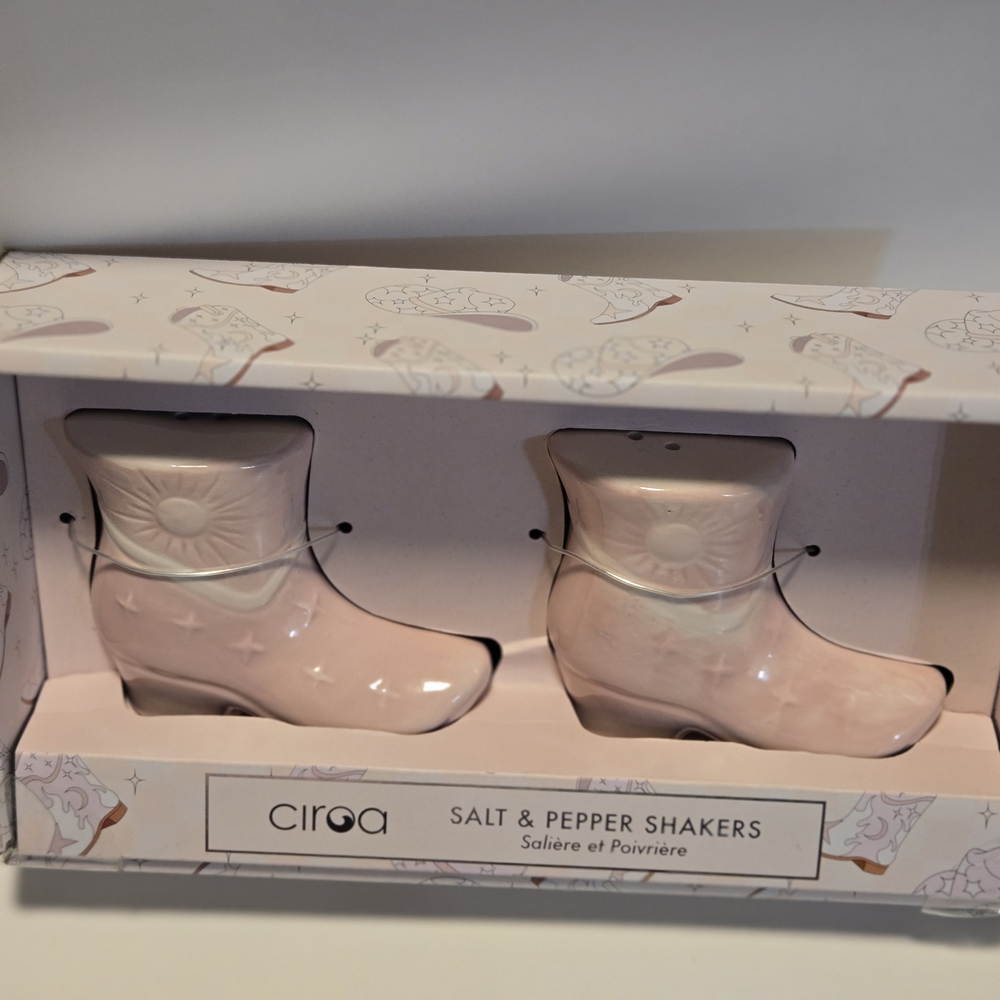 Circa Pink Boot Salt & Pepper Shakers